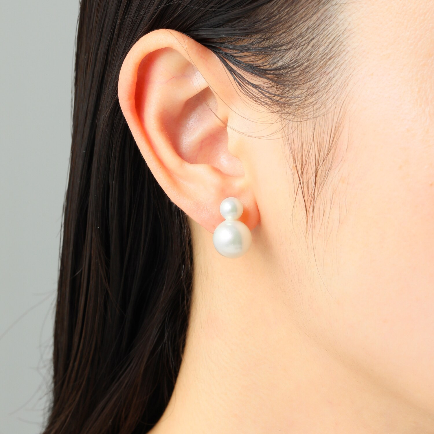 プレミアムパール 泉州の職人技 １０ｍｍＵＰ　貝パール ツインデザイン イヤリング／ピアス