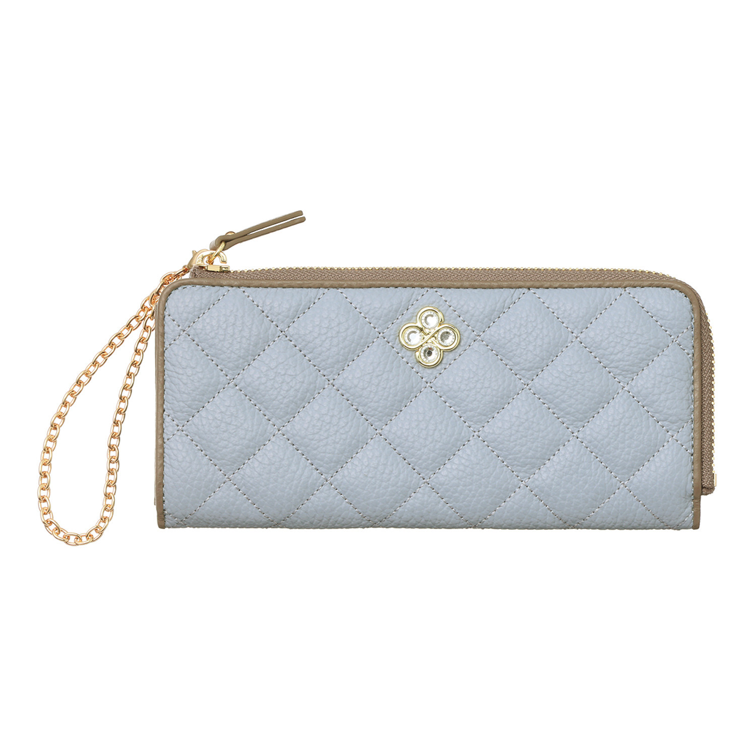 マリ・クレール イタリアンレザー カードが見やすい！ 大容量なのにコンパクト クローバーモティーフ Ｌ字ファスナー長財布