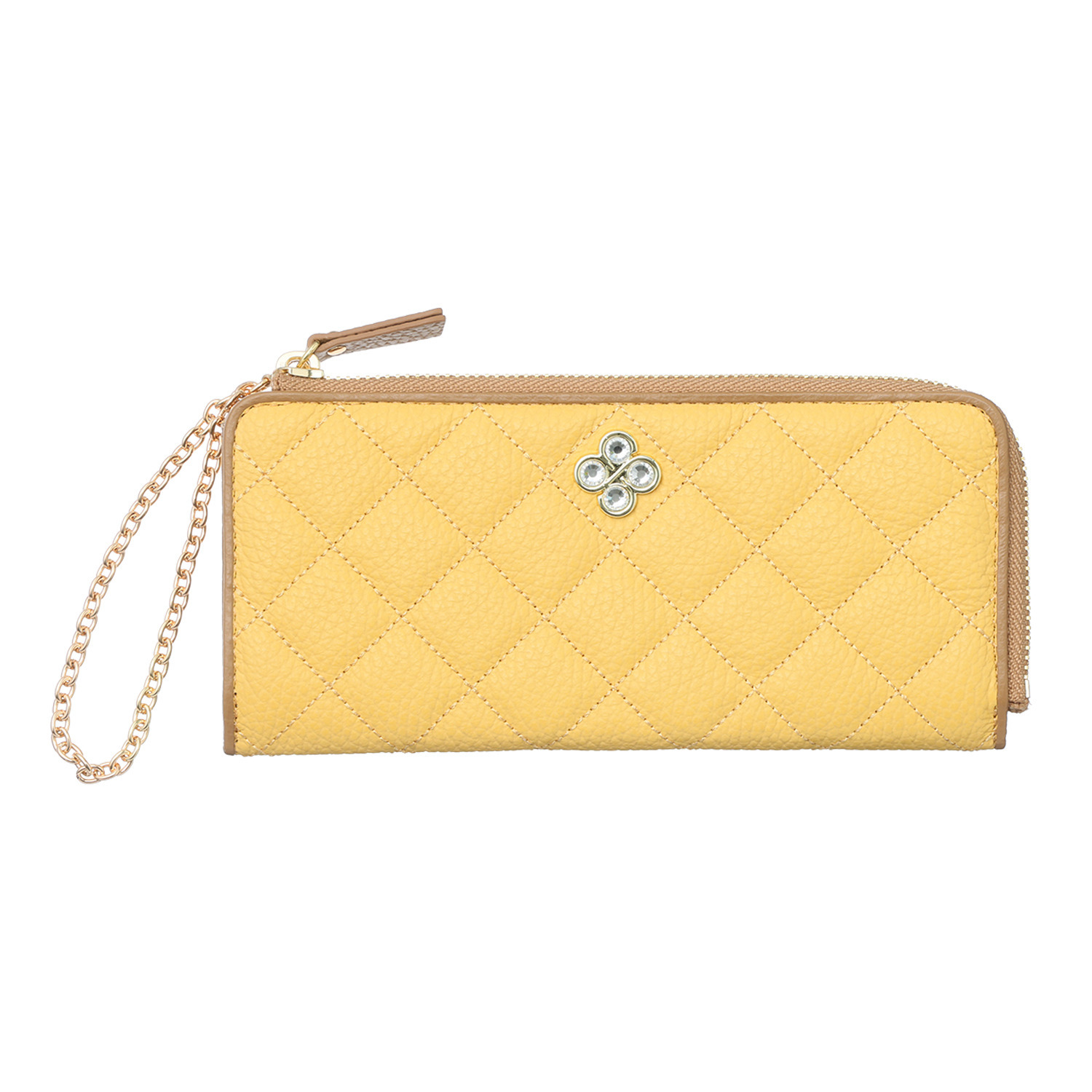 マリ・クレール イタリアンレザー カードが見やすい！ 大容量なのにコンパクト クローバーモティーフ Ｌ字ファスナー長財布