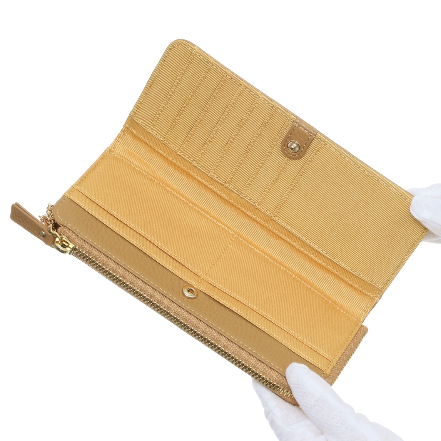 マリ・クレール イタリアンレザー カードが見やすい！ 大容量なのにコンパクト クローバーモティーフ Ｌ字ファスナー長財布