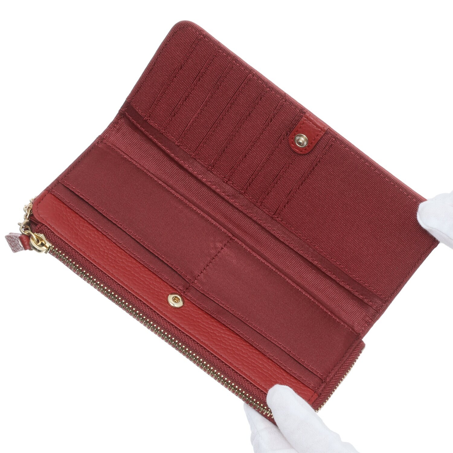 マリ・クレール イタリアンレザー カードが見やすい！ 大容量なのにコンパクト クローバーモティーフ Ｌ字ファスナー長財布