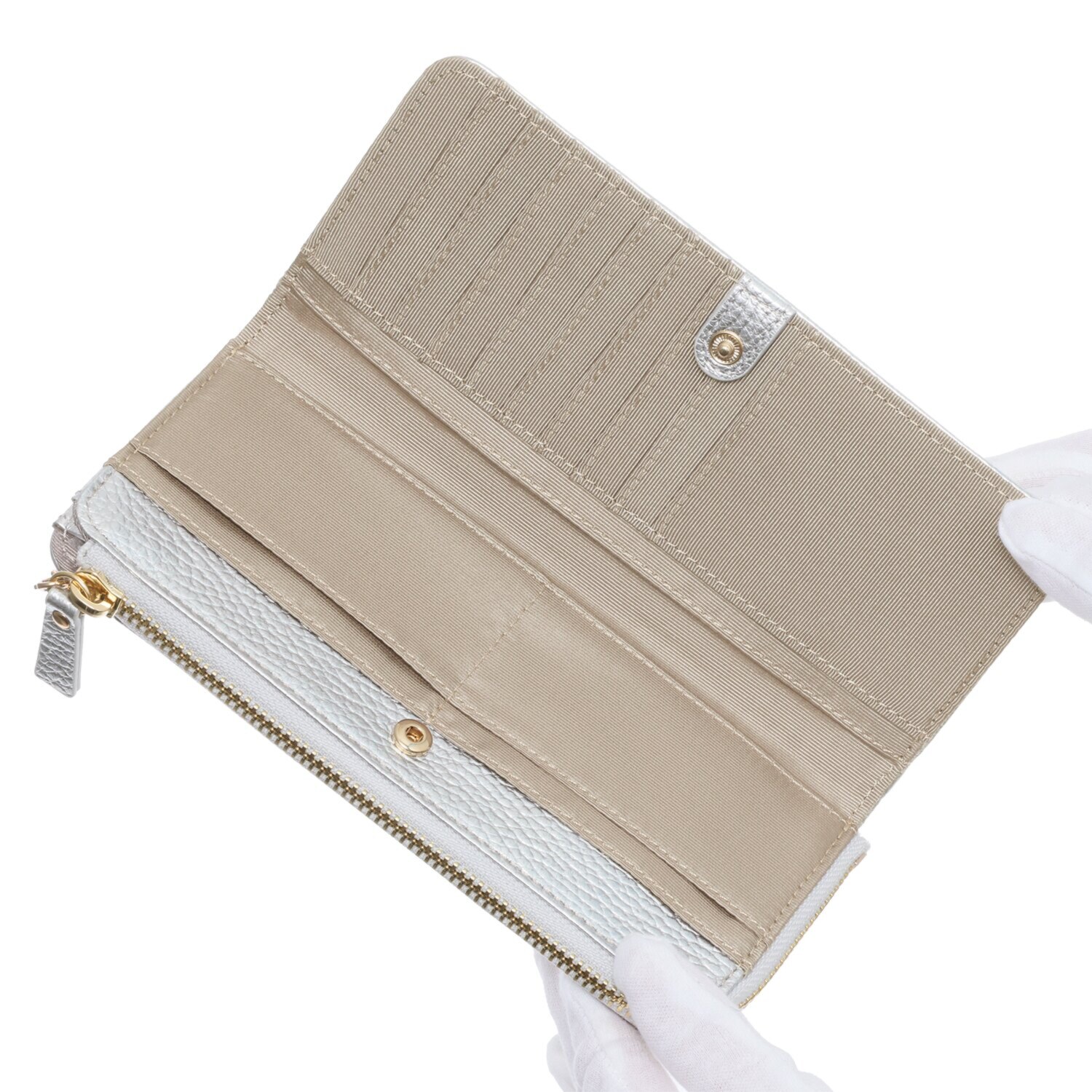 マリ・クレール イタリアンレザー カードが見やすい！ 大容量なのにコンパクト クローバーモティーフ Ｌ字ファスナー長財布