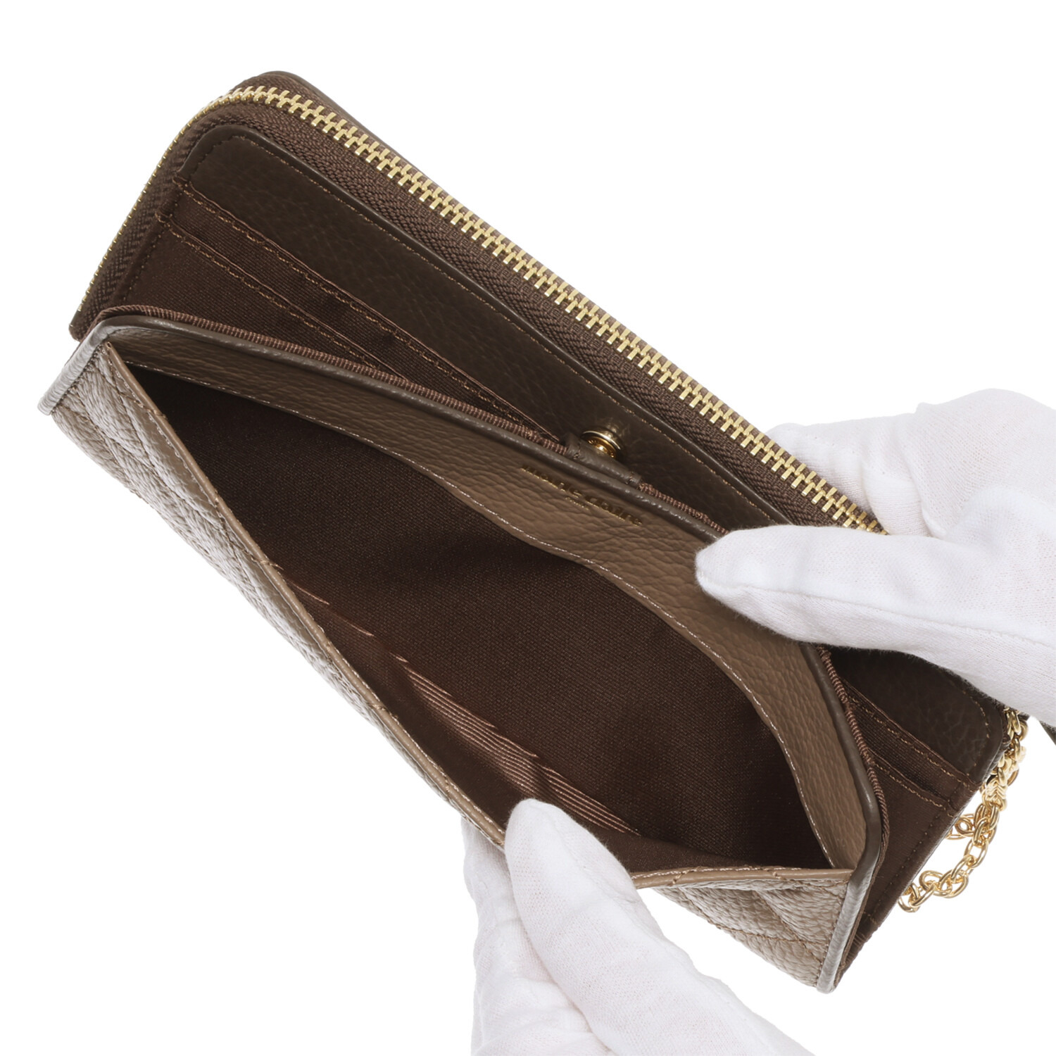 マリ・クレール イタリアンレザー カードが見やすい！ 大容量なのにコンパクト クローバーモティーフ Ｌ字ファスナー長財布