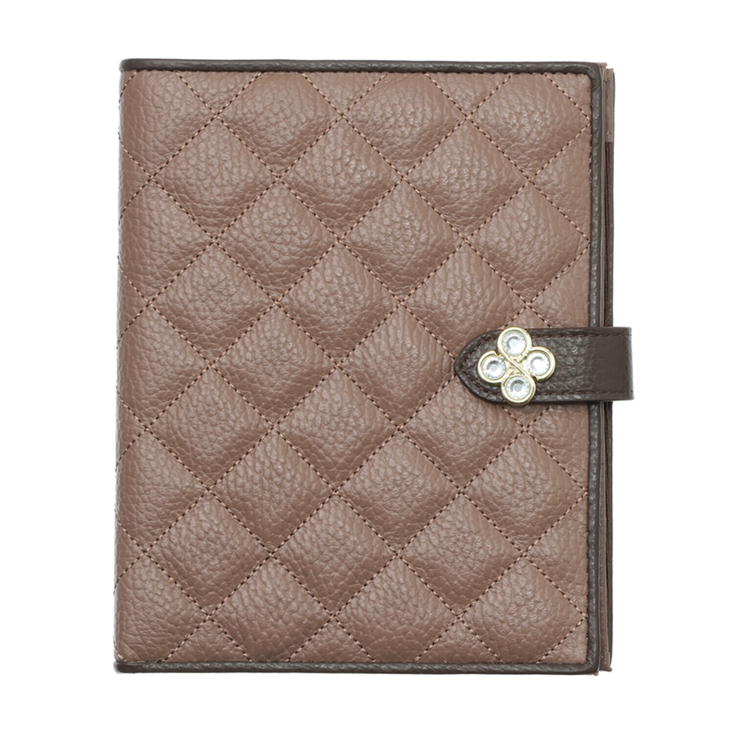 マリ・クレール イタリアンレザー お薬手帳も入る クローバーモティーフ マルチケース