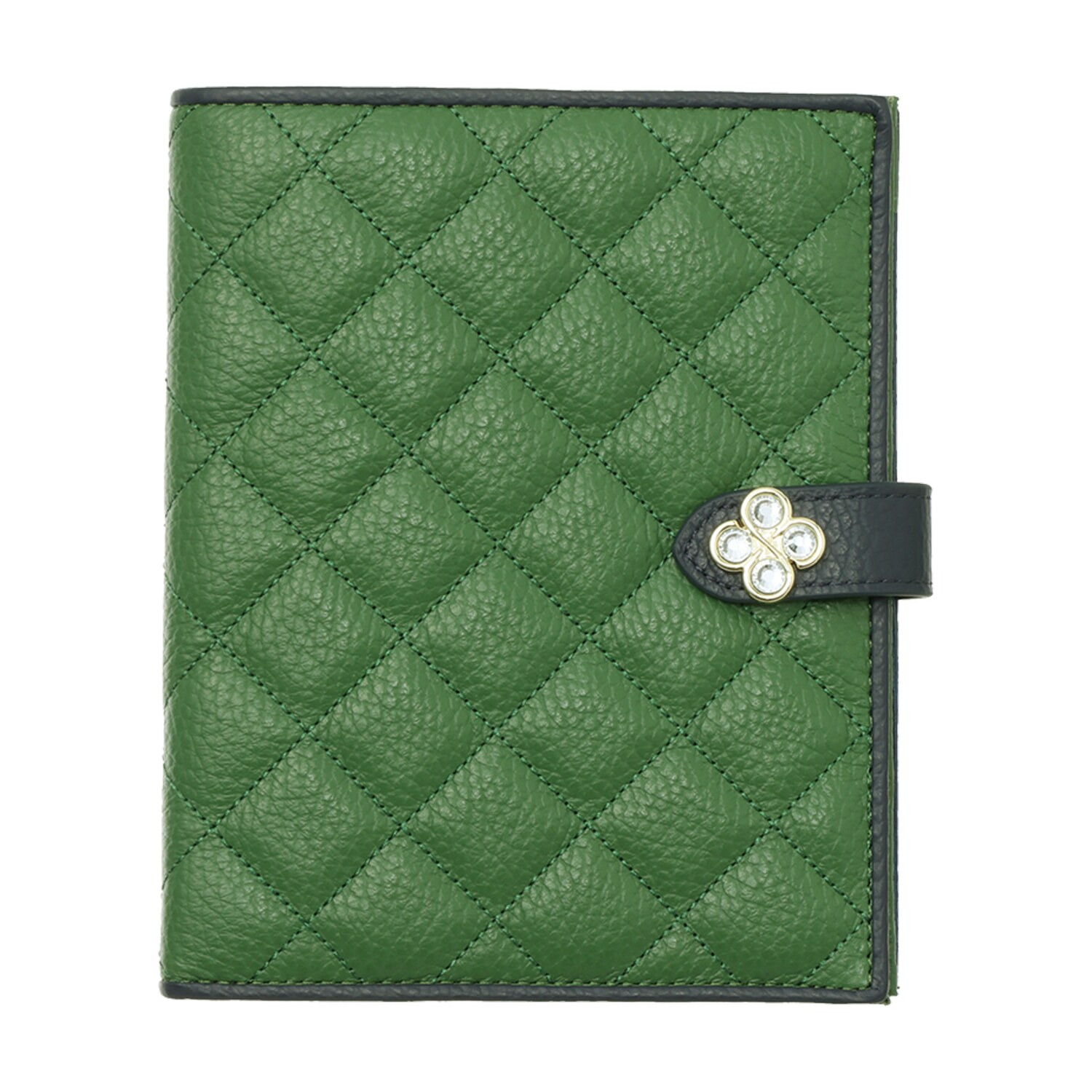 マリ・クレール イタリアンレザー お薬手帳も入る クローバーモティーフ マルチケース