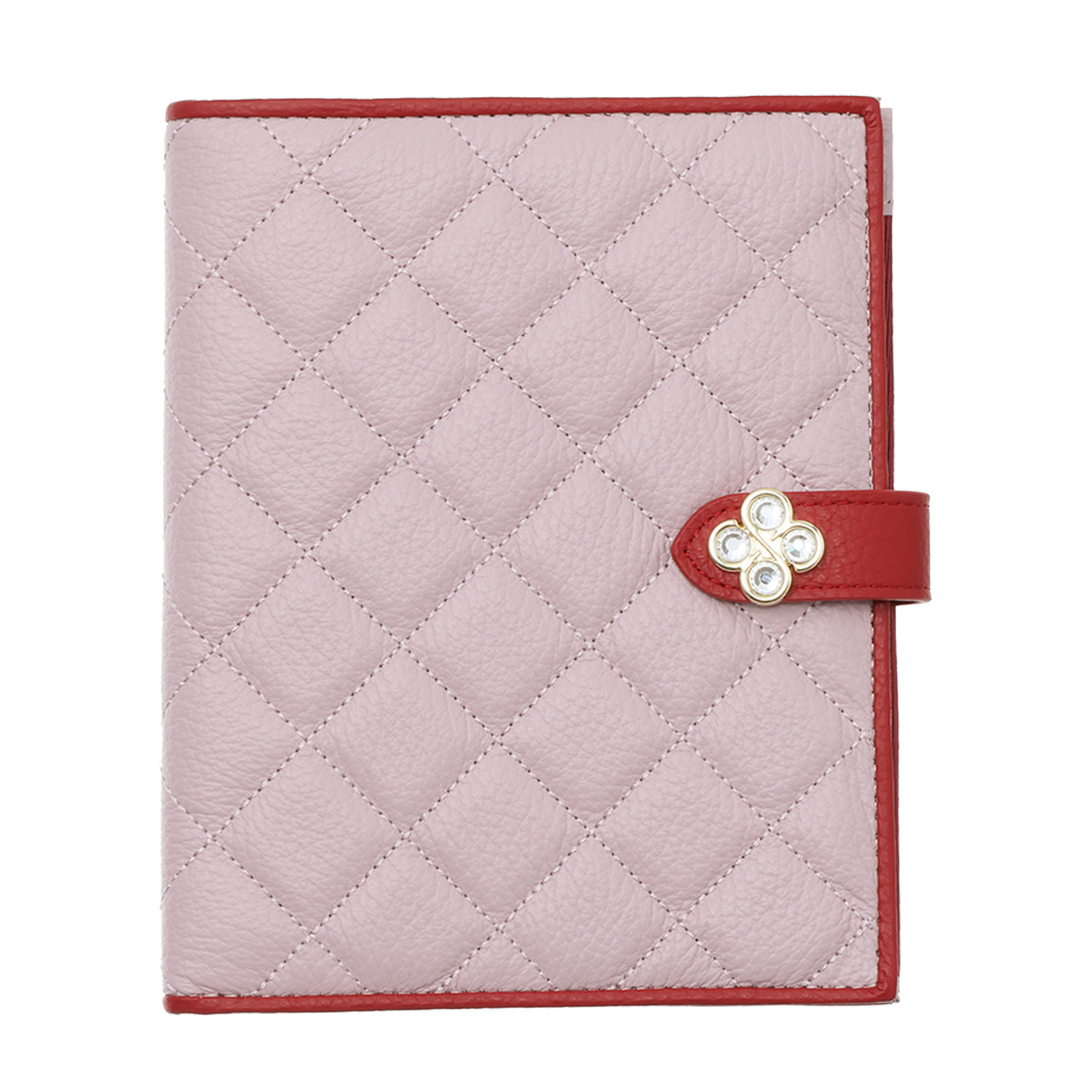 マリ・クレール イタリアンレザー お薬手帳も入る クローバーモティーフ マルチケース