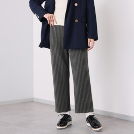 ＴＡＫＵＭＩＢＡ ストライプ柄裏起毛 セミワイドパンツ