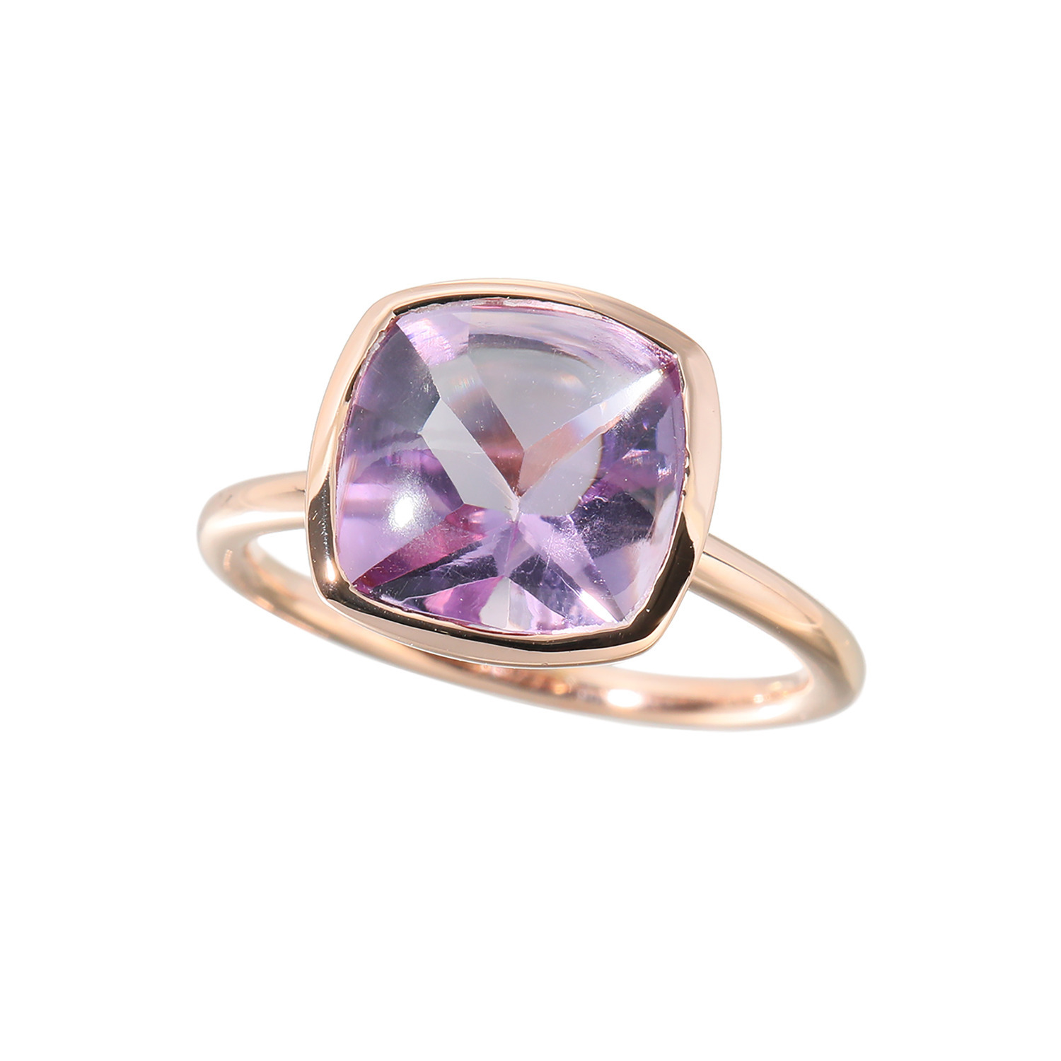 セレンディラム シルバー アメシスト クッションシェイプ クロスカットバフトップ リング