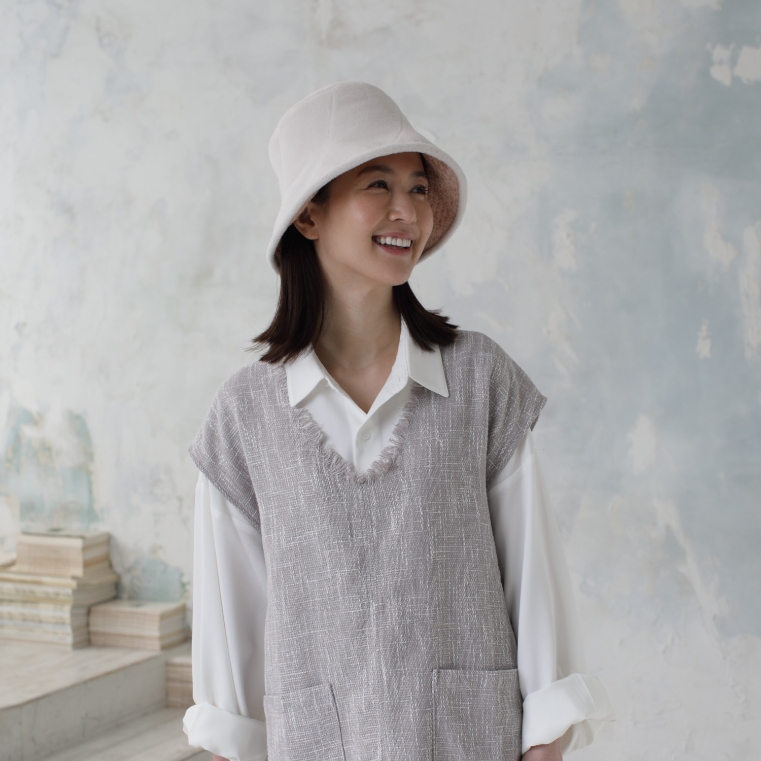 タイムクロス 日本製 ふんわり暖か リバーシブルハット