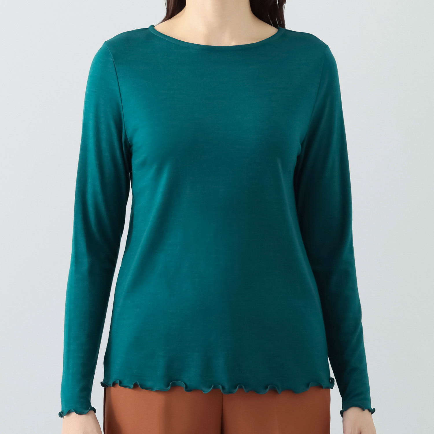 たおやか美 日本製 メリノウール１００％ 柔らかな風合い ウォッシャブル ボートネックプルオーバー