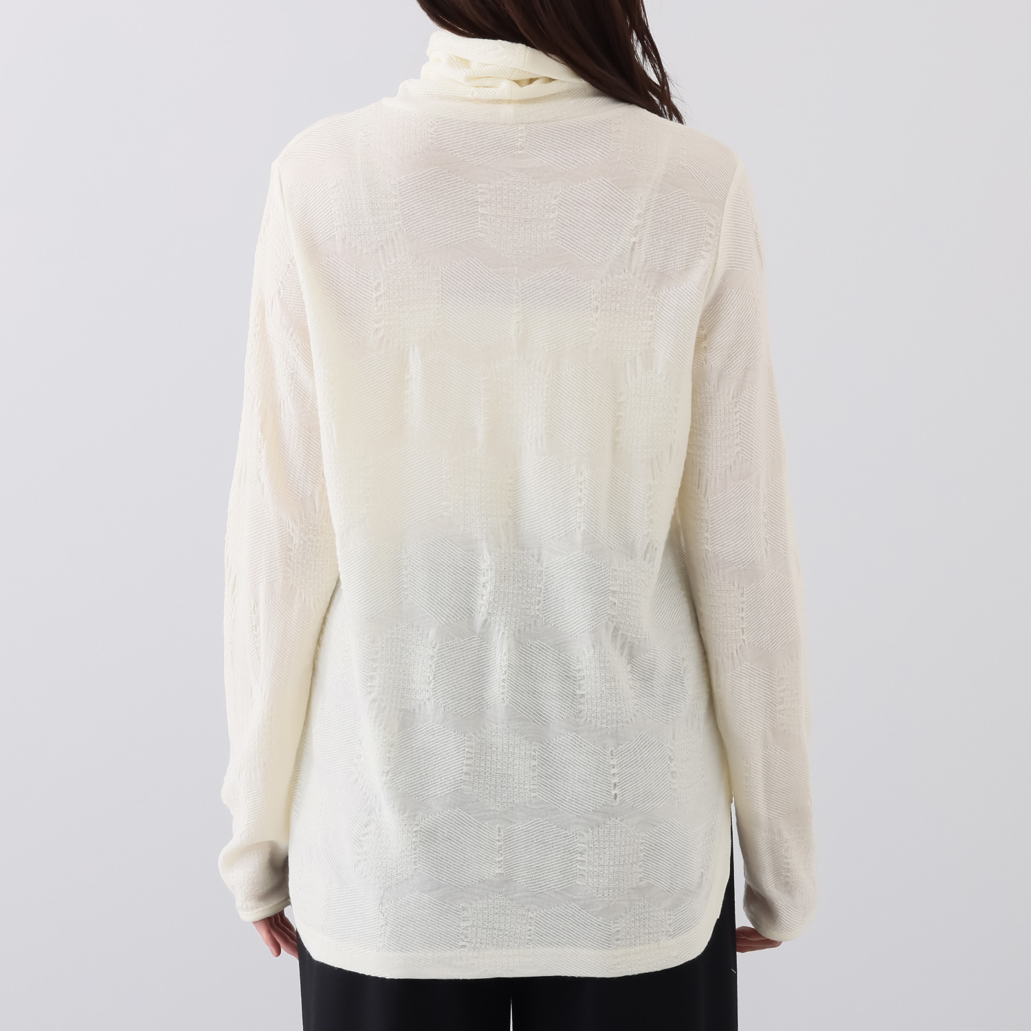 たおやか美 日本製 メリノウール１００％ ウォッシャブルジャガード タートルネック プルオーバー