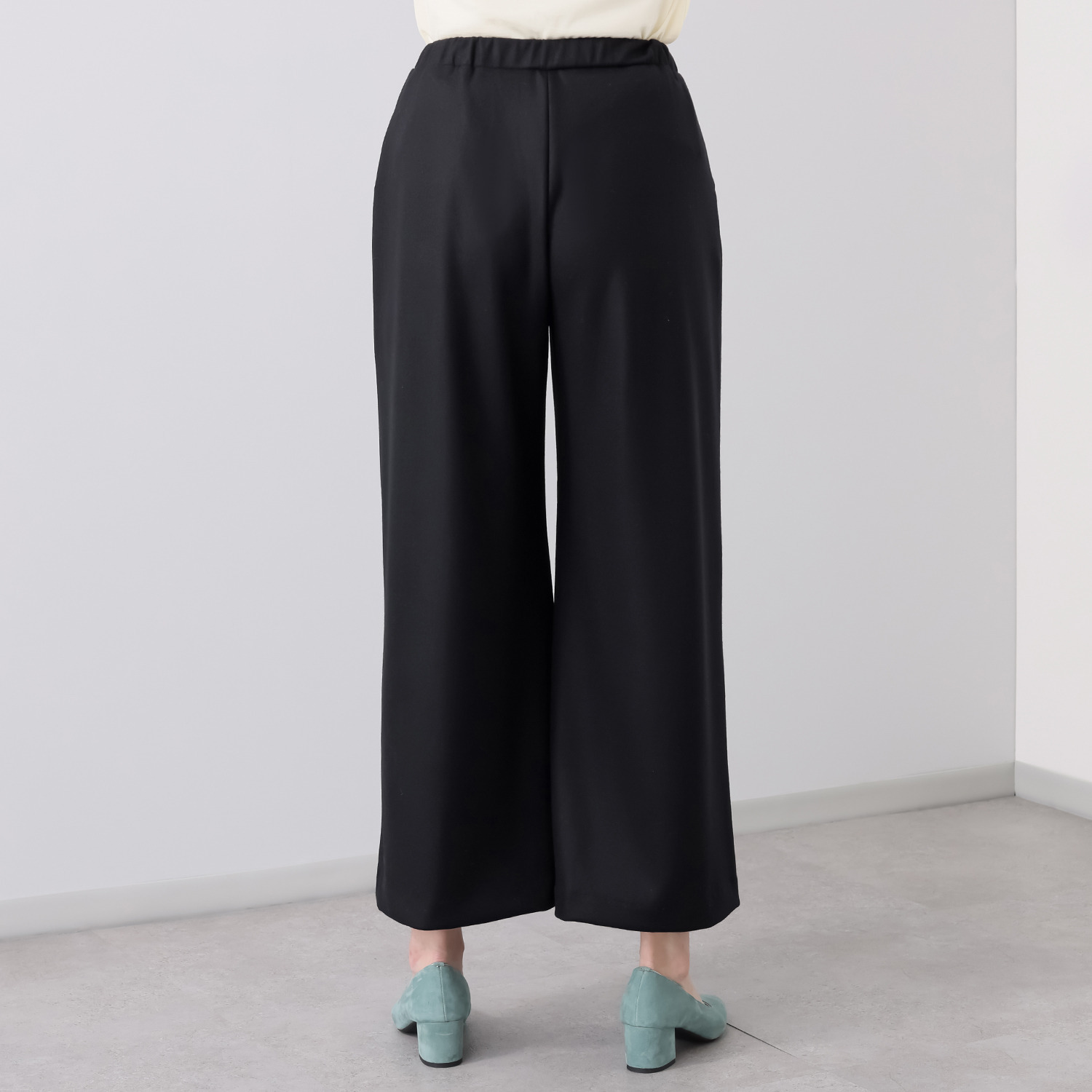 たおやか美 日本製 メリノウール１００％ ウォッシャブル ゆったり セミワイドパンツ