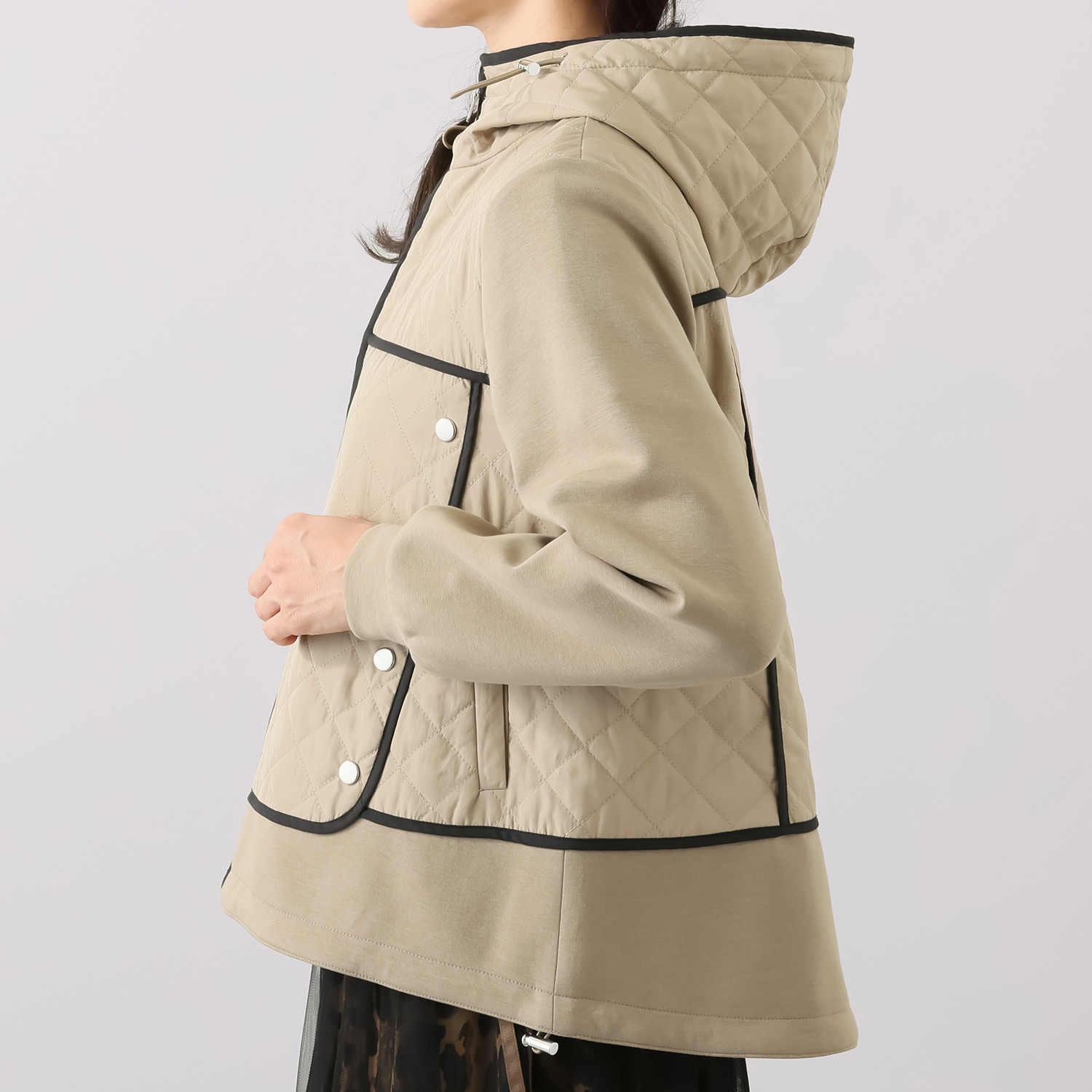 エムズ　スタイル キルティングデザイン パイピングアクセント フーディーブルゾン