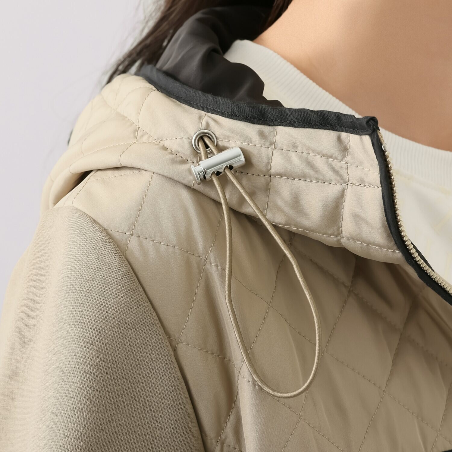 エムズ　スタイル キルティングデザイン パイピングアクセント フーディーブルゾン