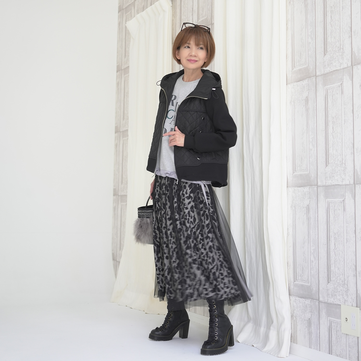 エムズ　スタイル キルティングデザイン パイピングアクセント フーディーブルゾン