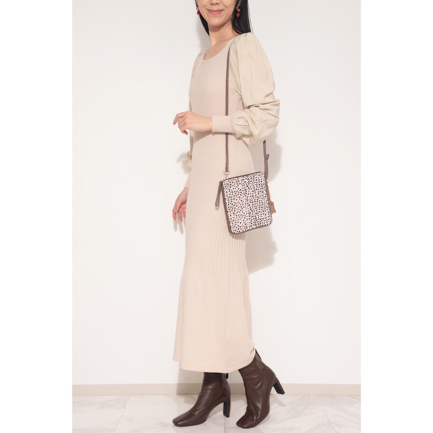 マイレ ヘアカウレザー アニマル柄 ショルダーバッグ