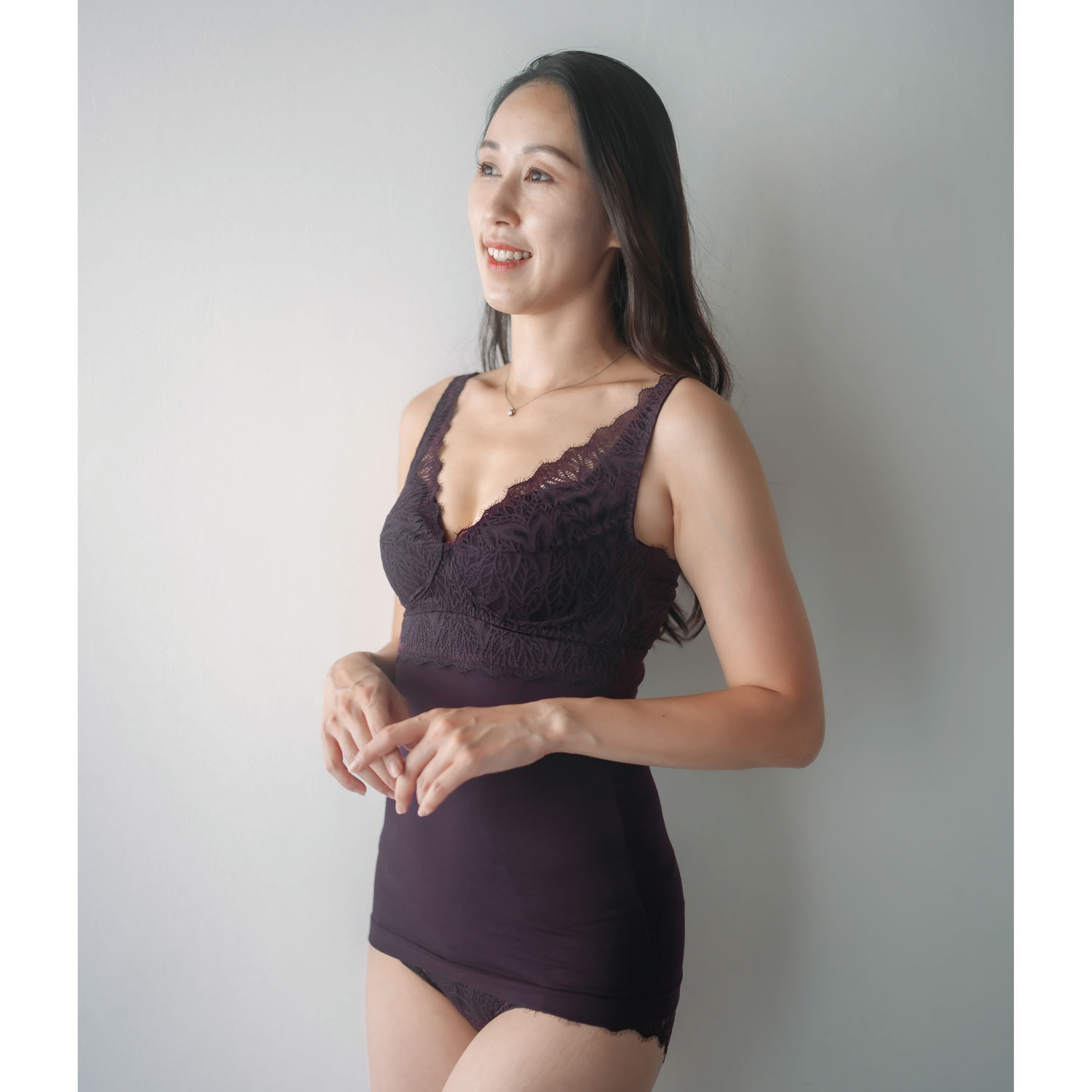 ヘ・エラ 抗菌防臭 上質ファインコットン使用 レーシー カップ付キャミソール ２枚セット