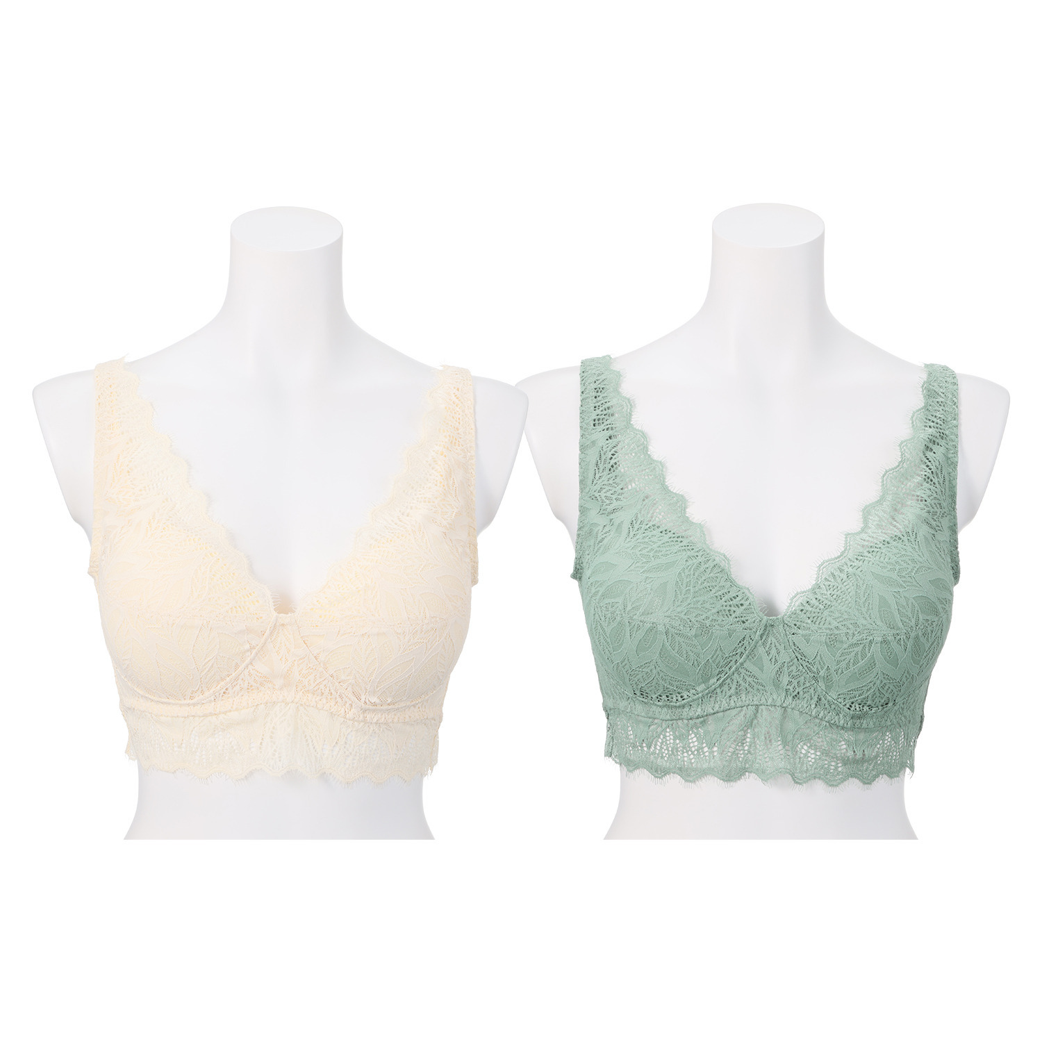 ヘ・エラ 抗菌防臭 上質ファインコットン使用 レーシーノンワイヤーブラ ２枚セット