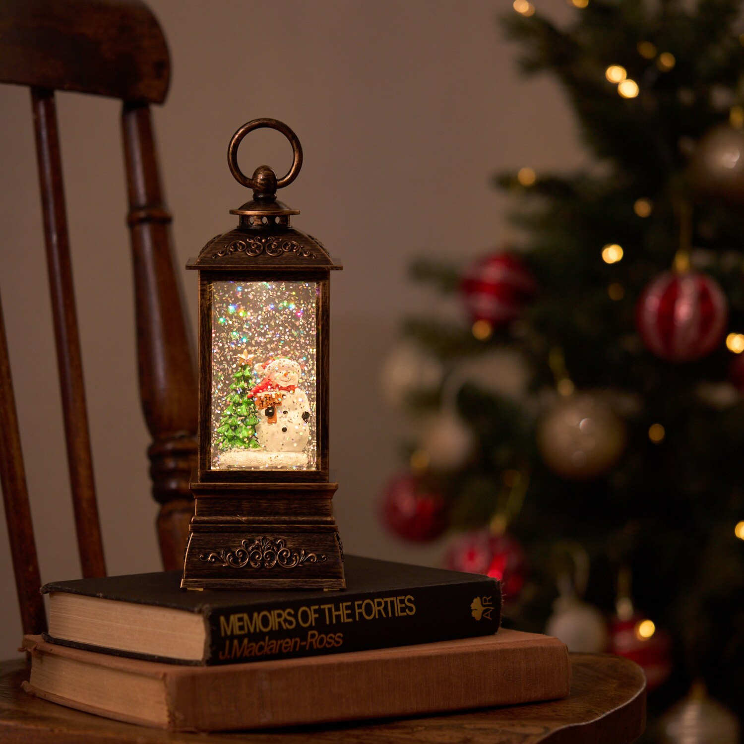 ライトアップで きらきら光る スノーイング アンティーク調 ランタンライト四角