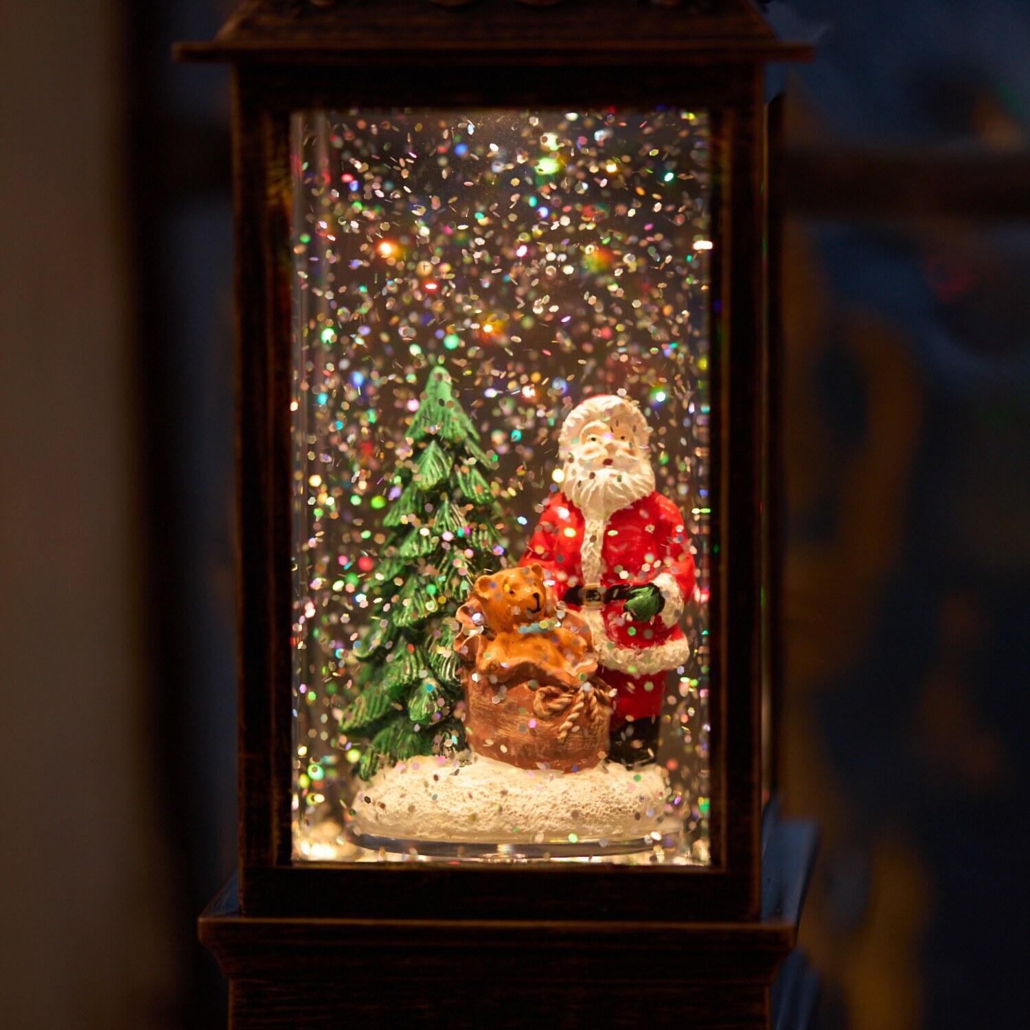 ライトアップで きらきら光る スノーイング アンティーク調 ランタンライト四角