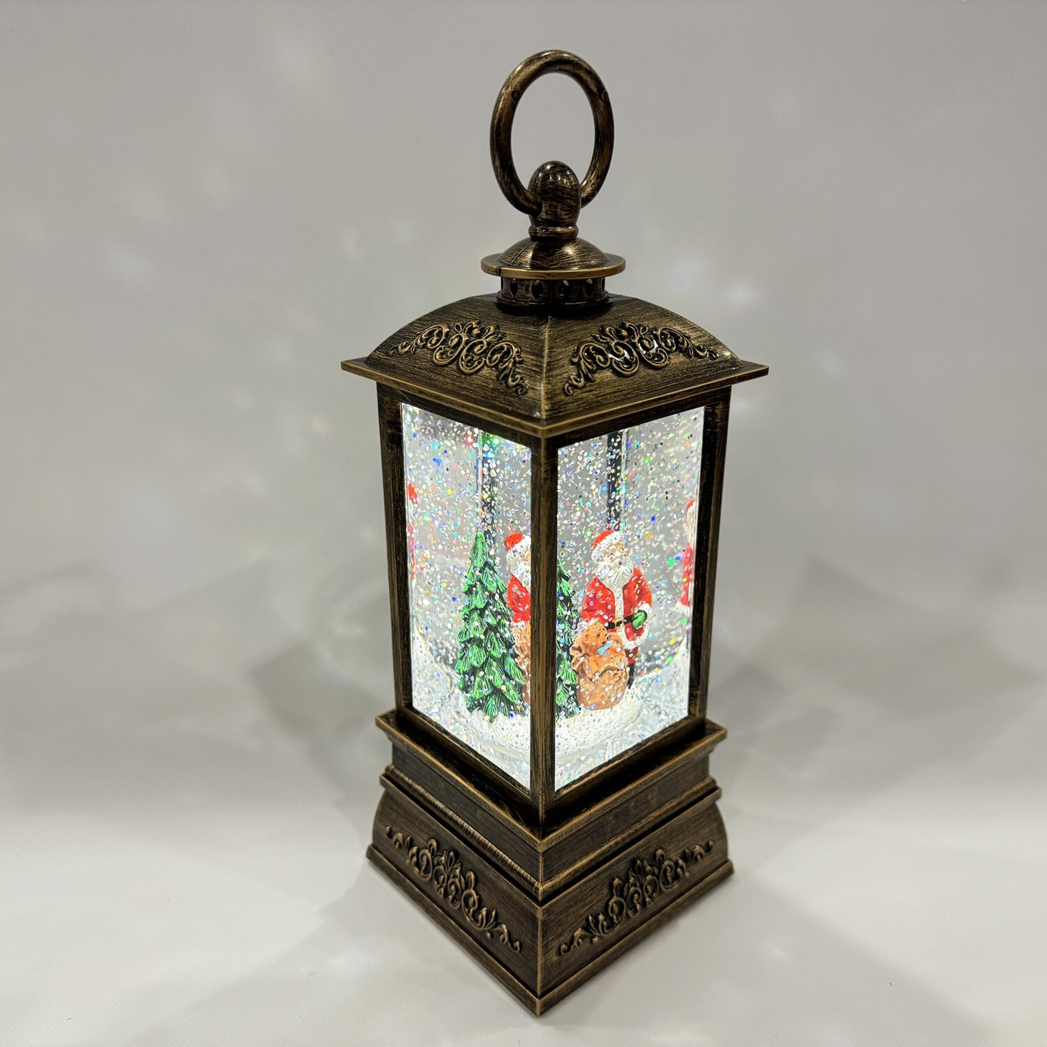 ライトアップで きらきら光る スノーイング アンティーク調 ランタンライト四角