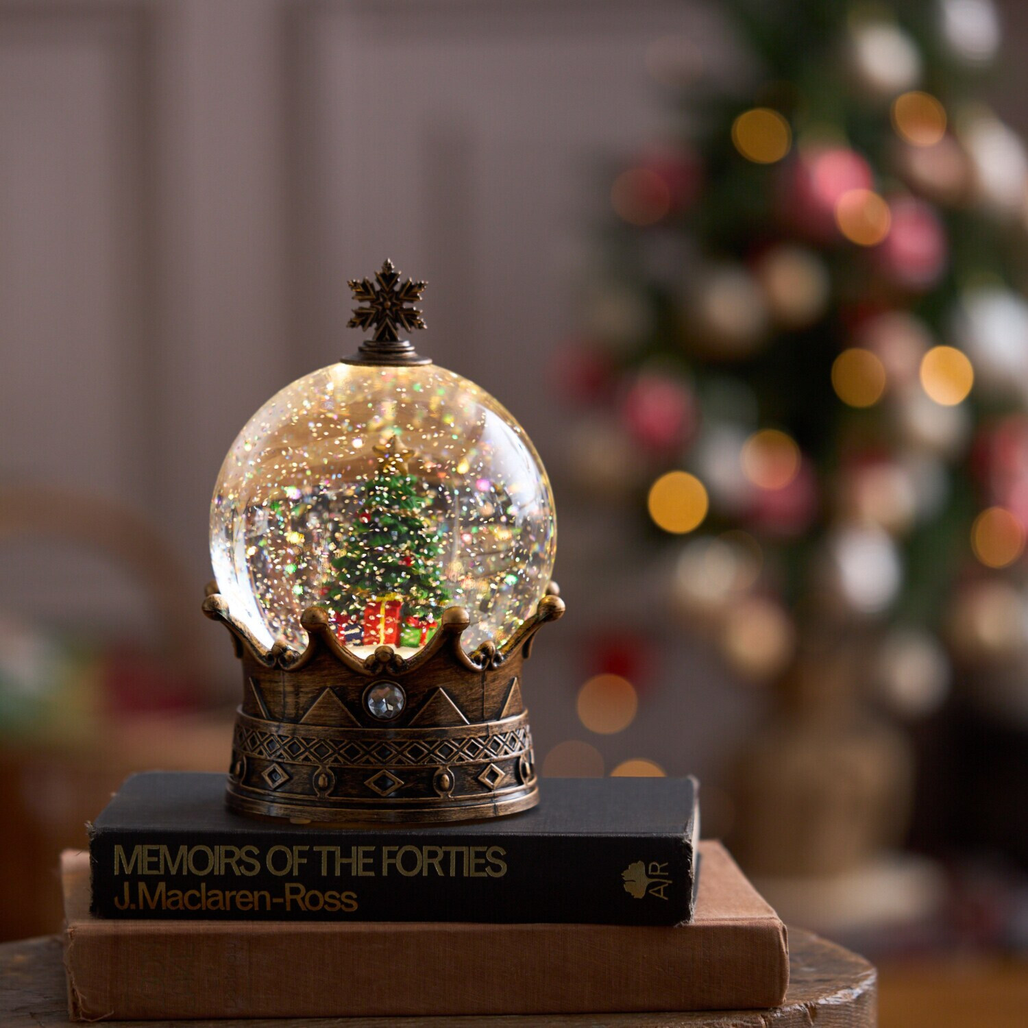 ライトアップで きらきら光る スノーイング アンティーク調 ボール型ライト