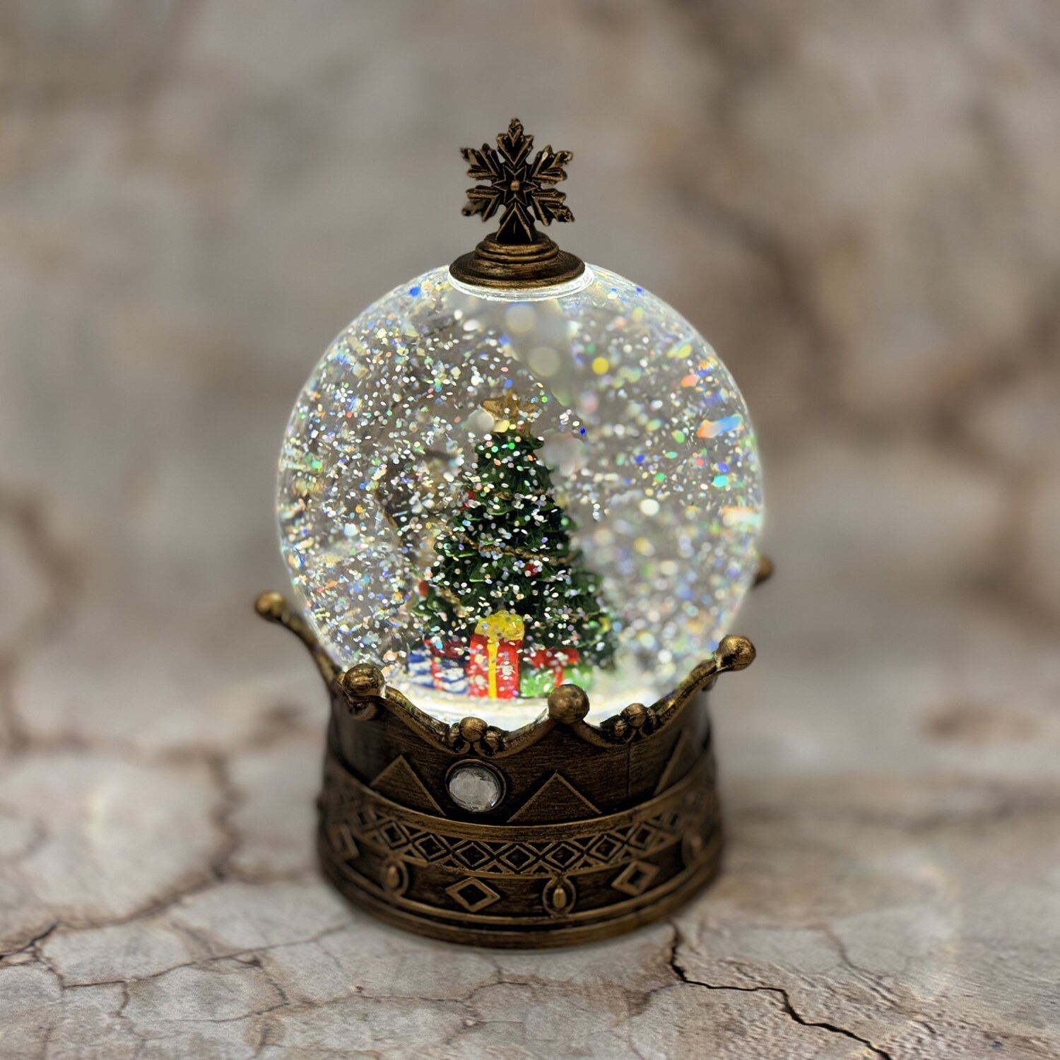 ライトアップで きらきら光る スノーイング アンティーク調 ボール型ライト