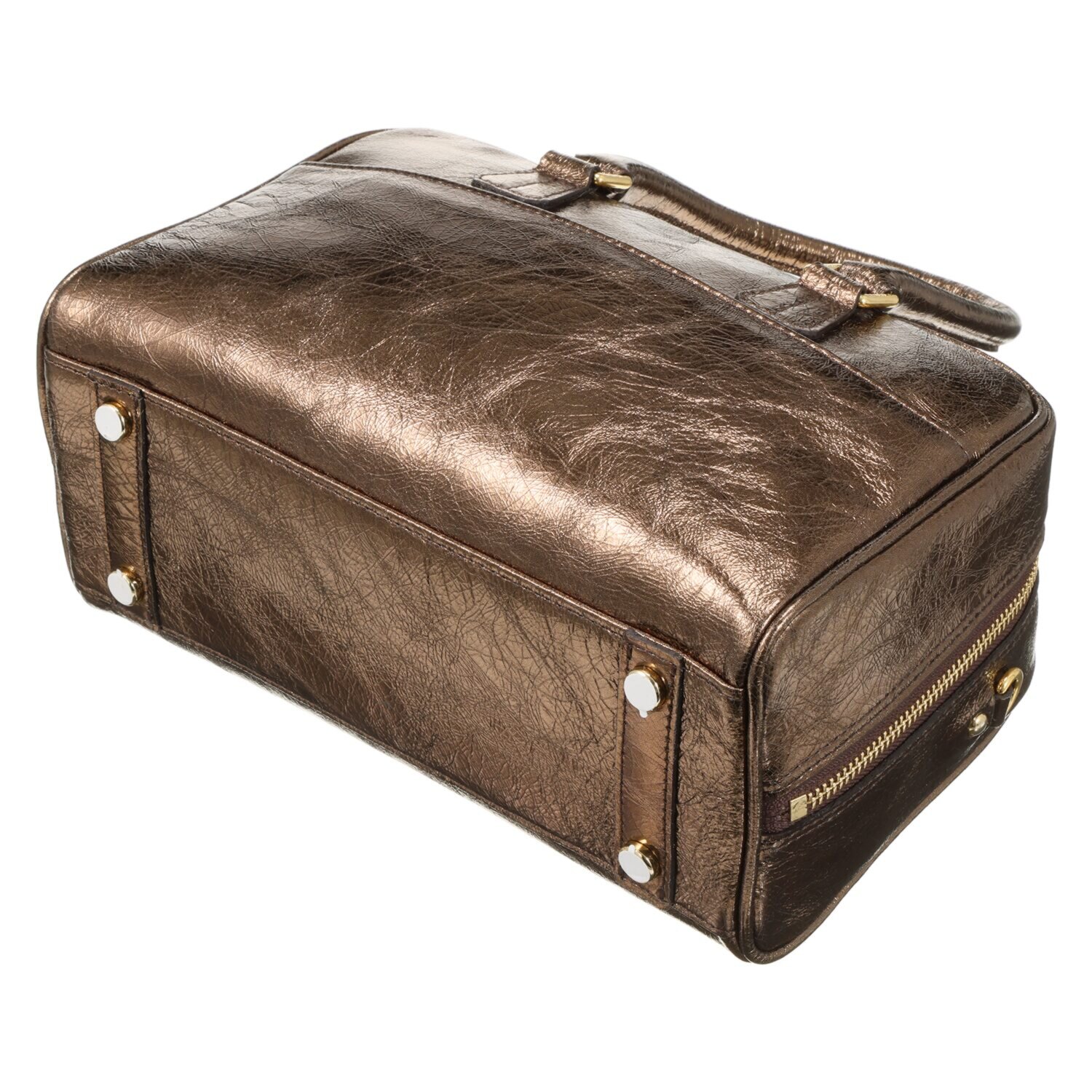 エーディーエムジェイ イタリアンレザー クラックメタル ２ウェイボストンバッグ ＜２３ｃｍ＞