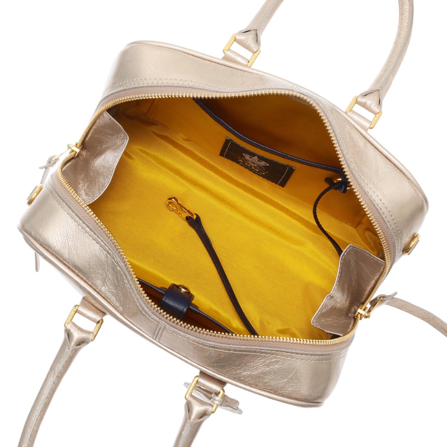 エーディーエムジェイ イタリアンレザー クラックメタル ２ウェイボストンバッグ ＜２３ｃｍ＞