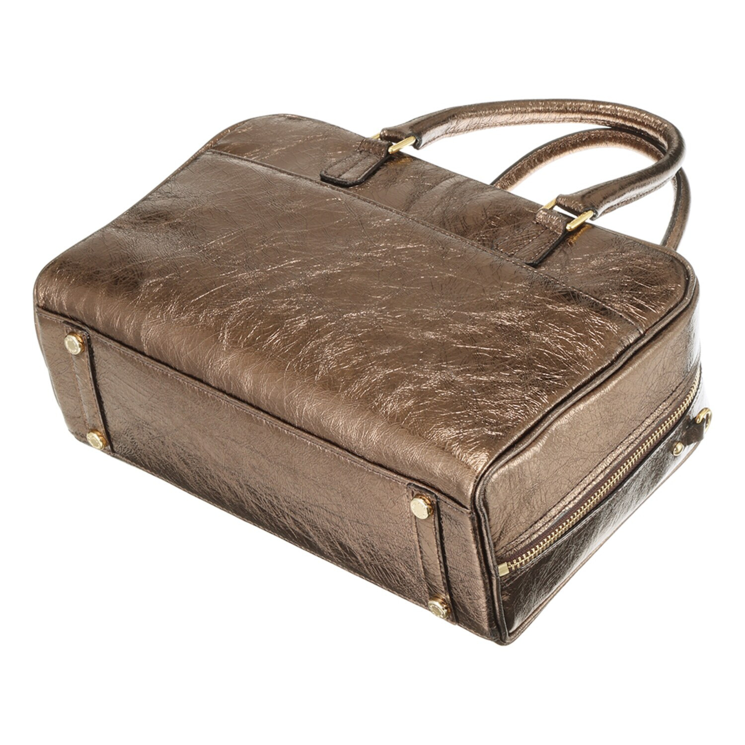 エーディーエムジェイ イタリアンレザー クラックメタル ２ウェイボストンバッグ ＜２８ｃｍ＞