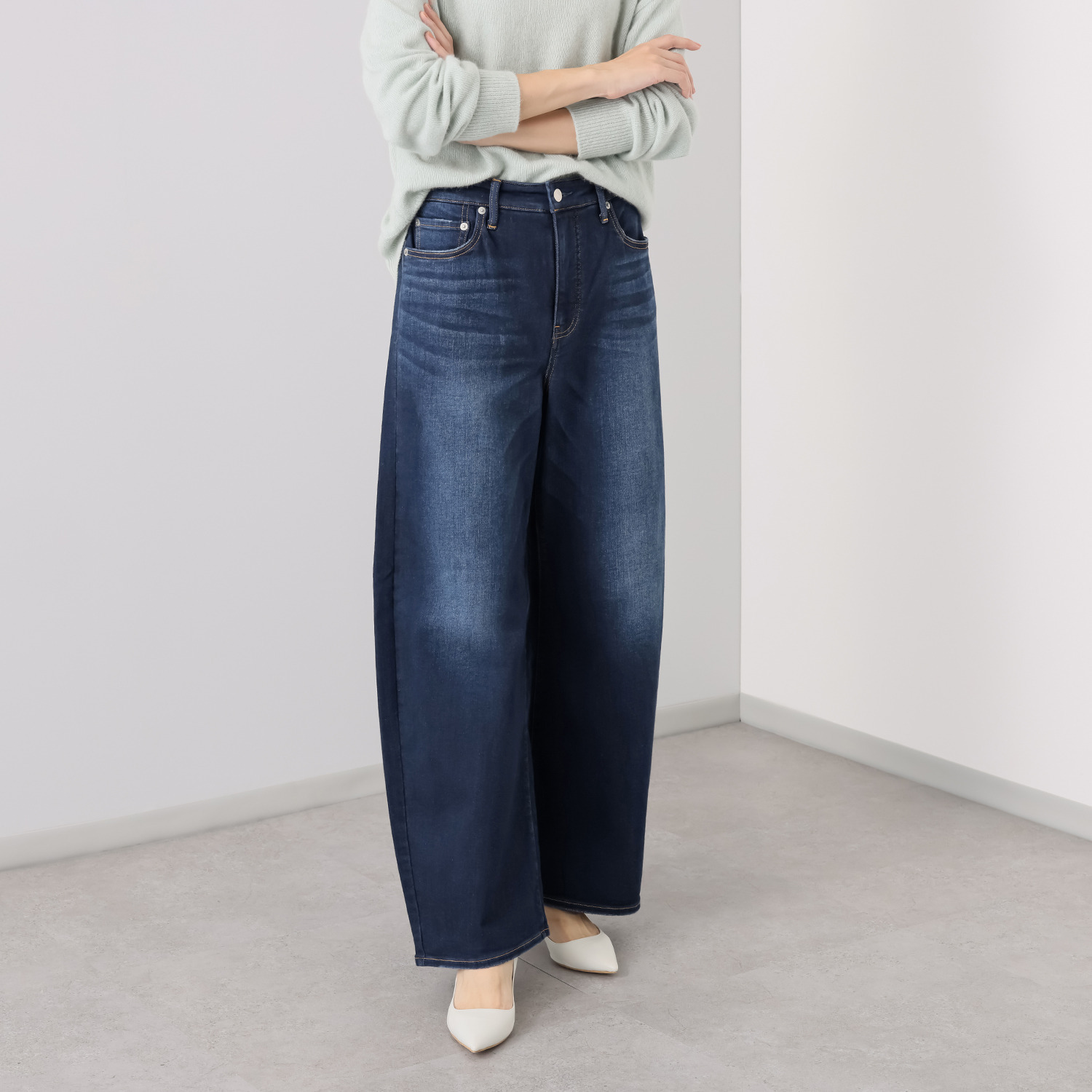 シュガーデプト 針布起毛 美脚ワイドジーンズ