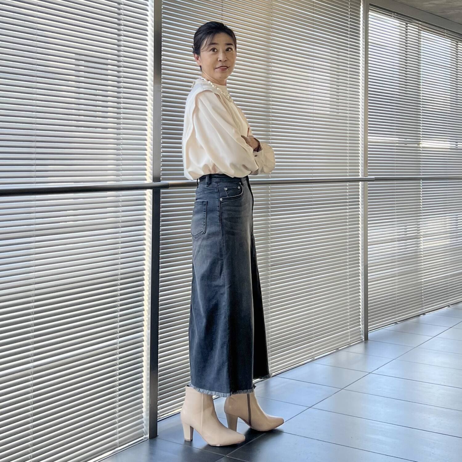 シュガーデプト 針布起毛 美脚パネルデザイン スカート