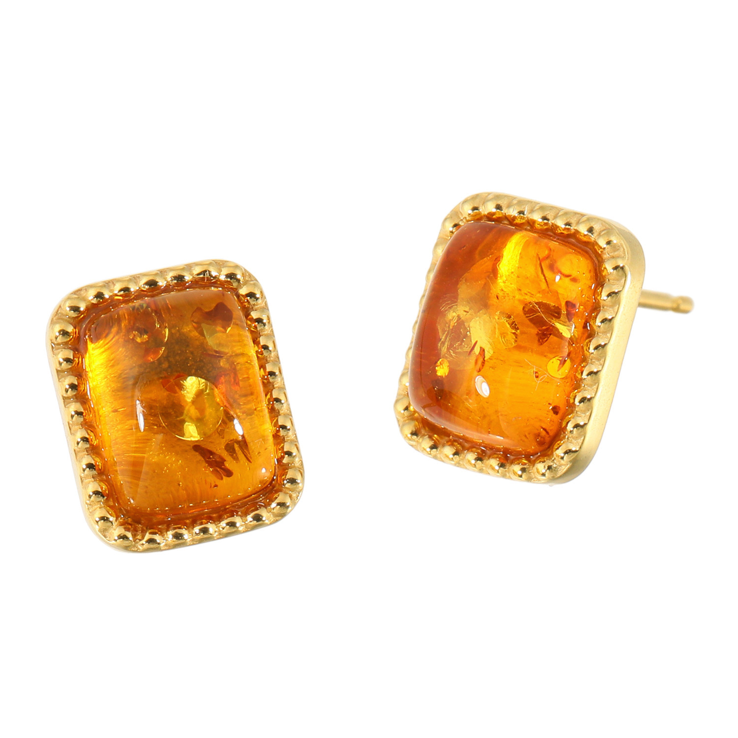 久慈琥珀 シルバー アンバー スクエアピアス