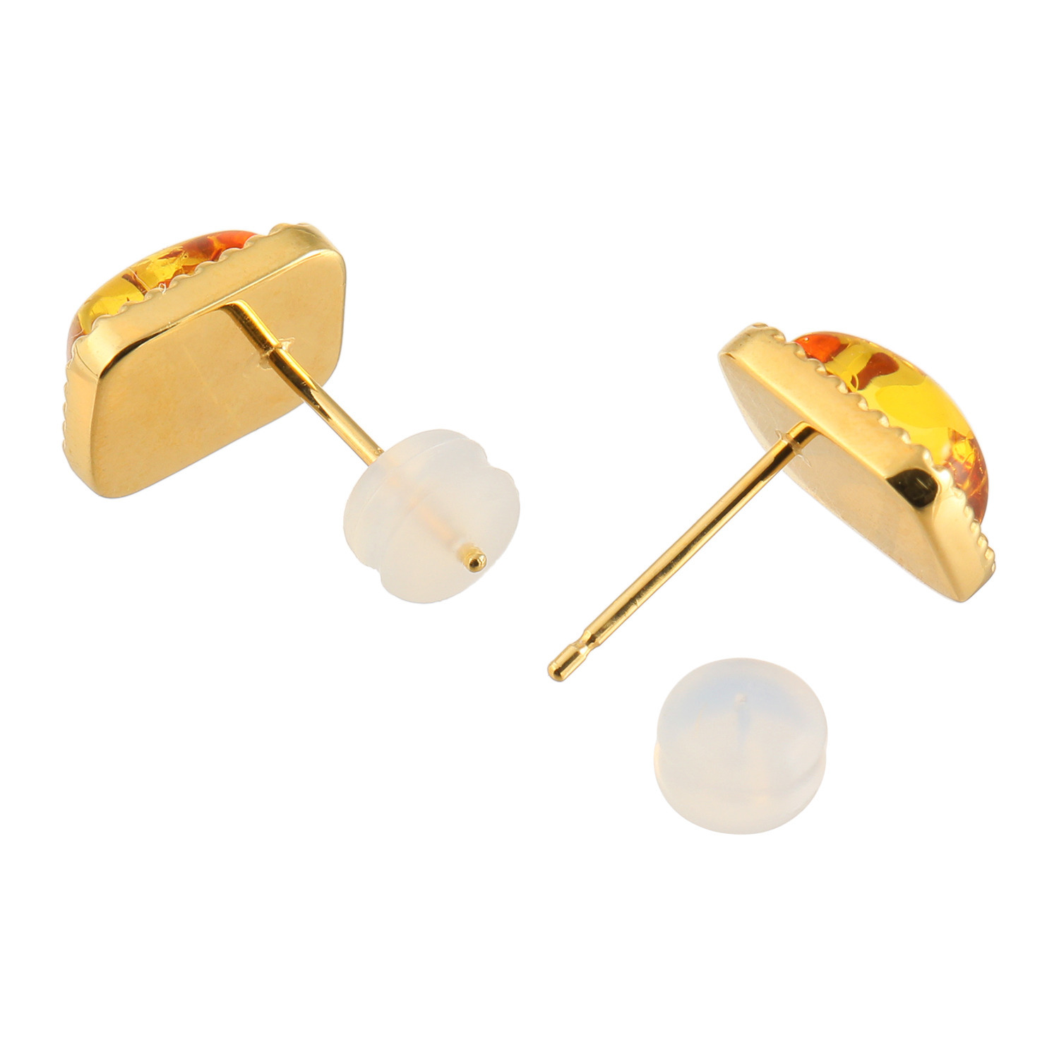 久慈琥珀 シルバー アンバー スクエアピアス