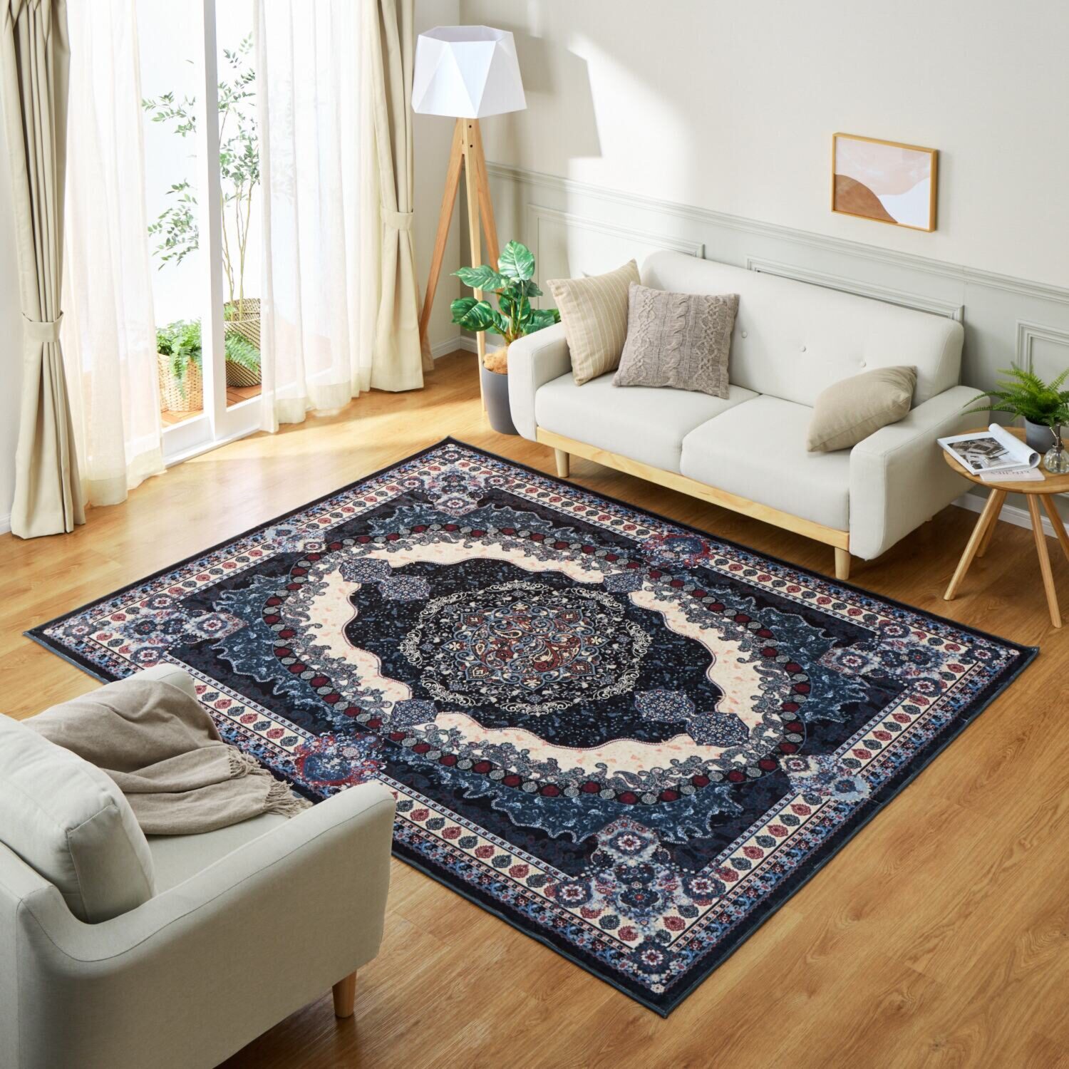 洗える＆はっ水加工で お手入れ簡単！ ペルシャンデザイン シルクタッチカーペット “マルグリット” ＜１９０×２４０ｃｍ＞