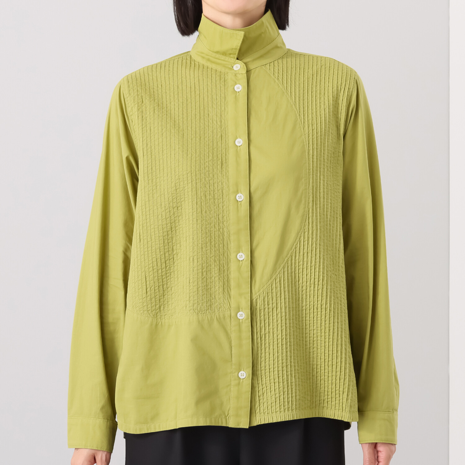 ヤッコマリカルド ローン サークルデザイン ピンタックシャツ