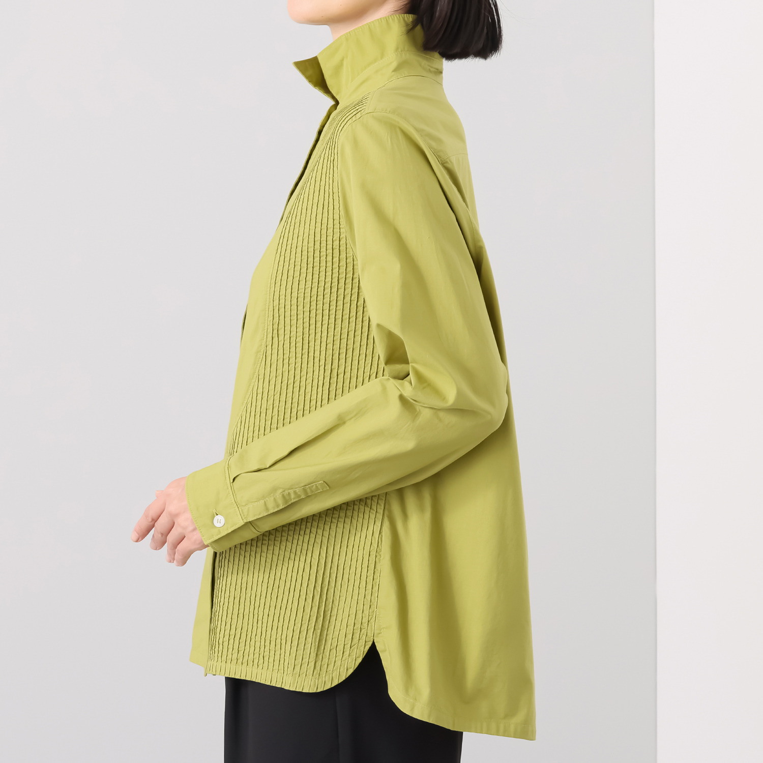 ヤッコマリカルド ローン サークルデザイン ピンタックシャツ