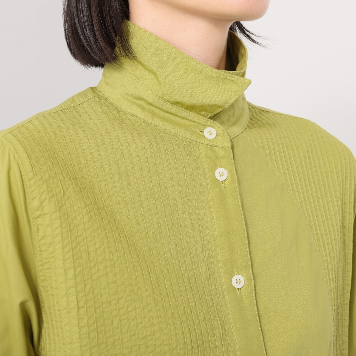 ヤッコマリカルド ローン サークルデザイン ピンタックシャツ