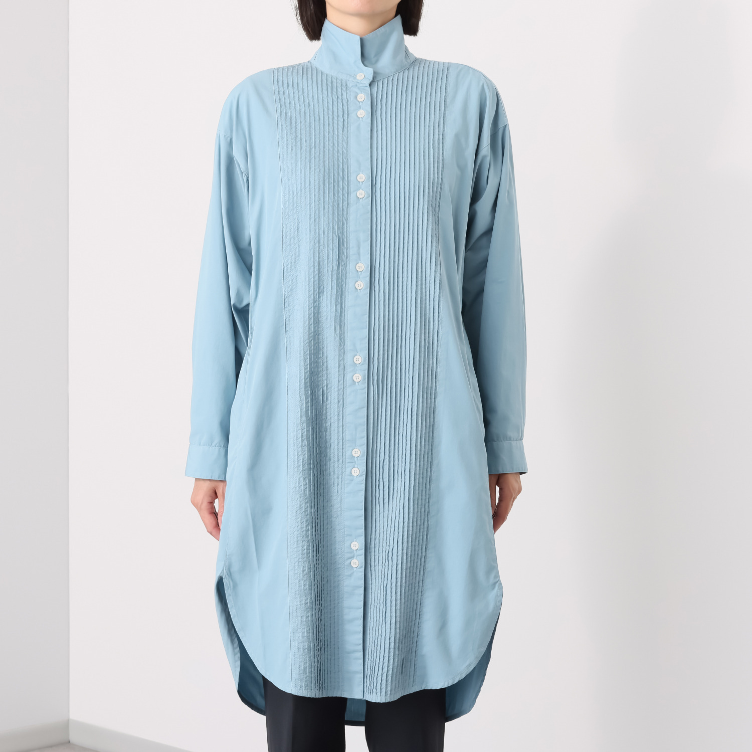 ヤッコマリカルド ローン×ブロード ロングチュニックシャツ