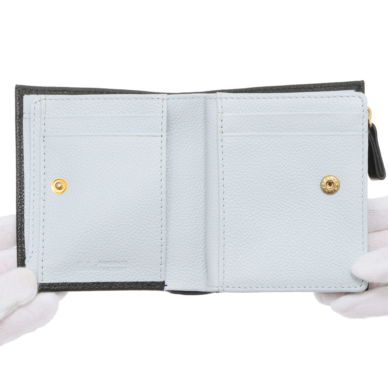 サベット 牛革シュリンク型押し バイカラー 二つ折り財布