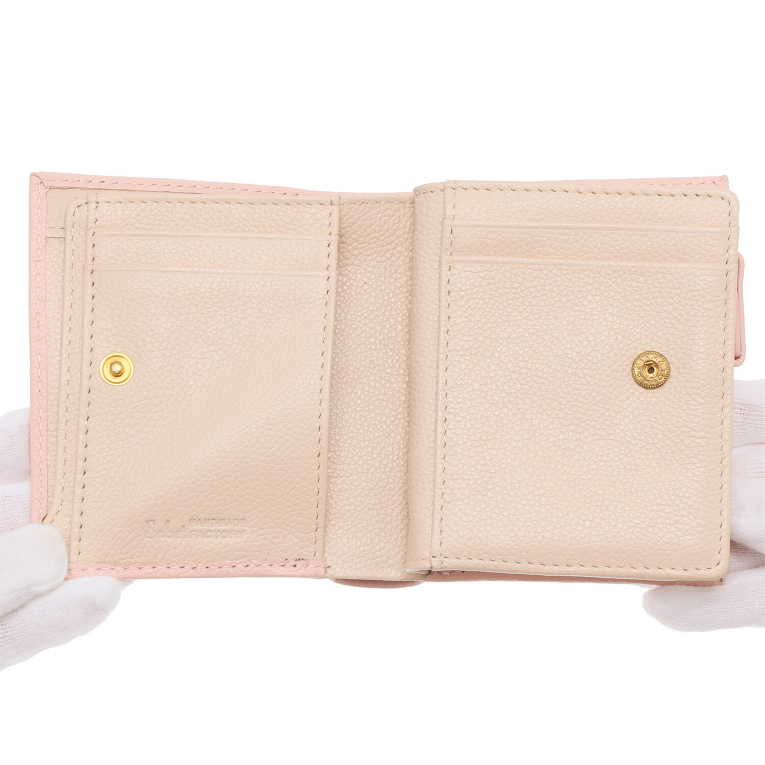 サベット 牛革シュリンク型押し バイカラー 二つ折り財布