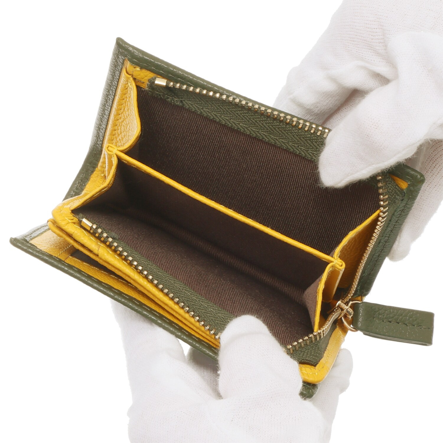 サベット 牛革シュリンク型押し バイカラー 二つ折り財布