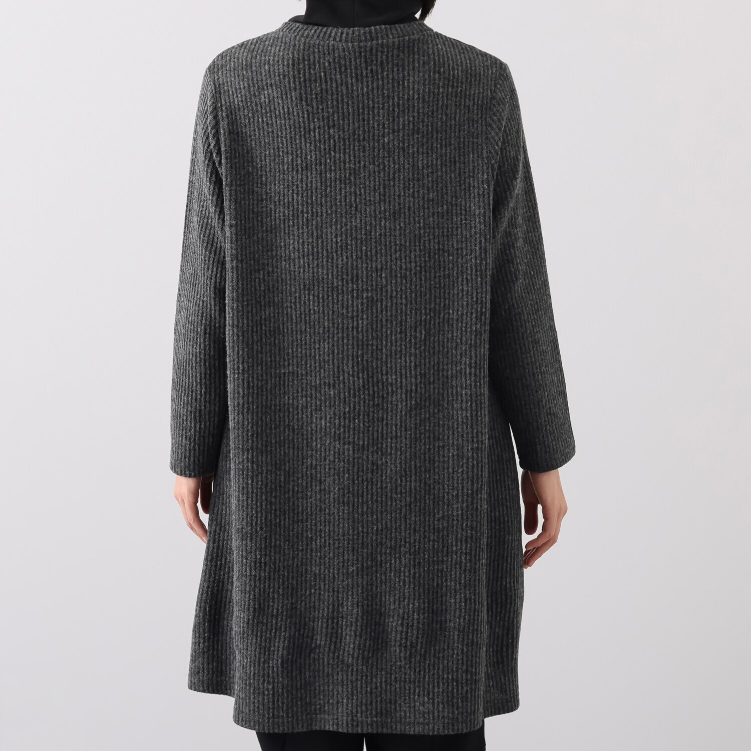 コイビトミサキ　ブラック 異素材切替 デザイン ロングチュニック