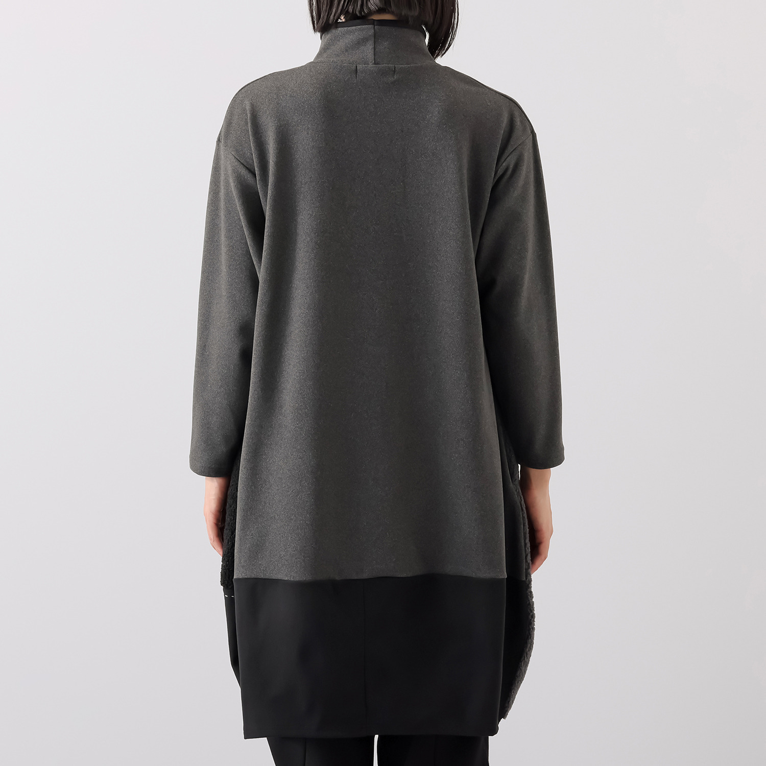 コイビトミサキ　ブラック カーブ切替 デザイン ロングチュニック