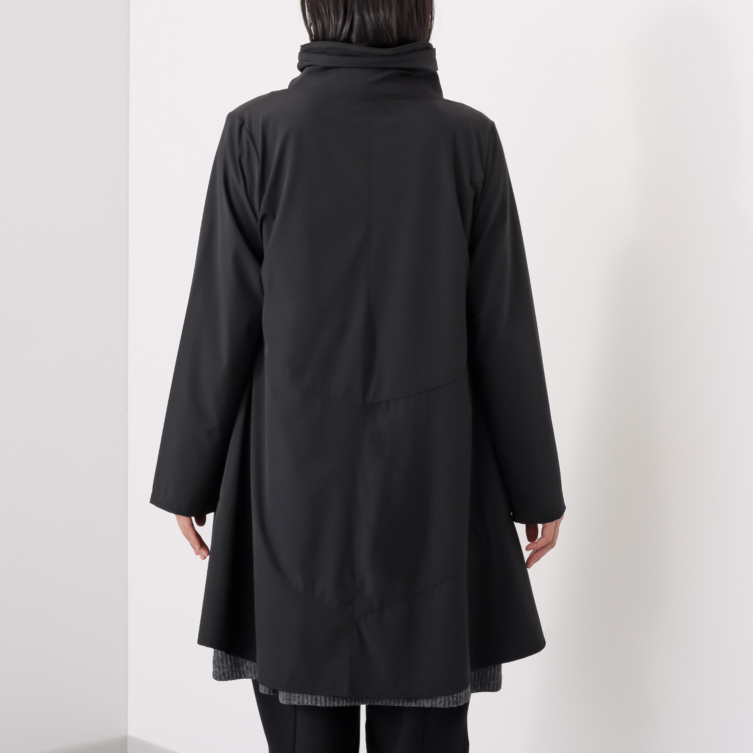 コイビトミサキ　ブラック リブアクセント ストレッチ ライトコート