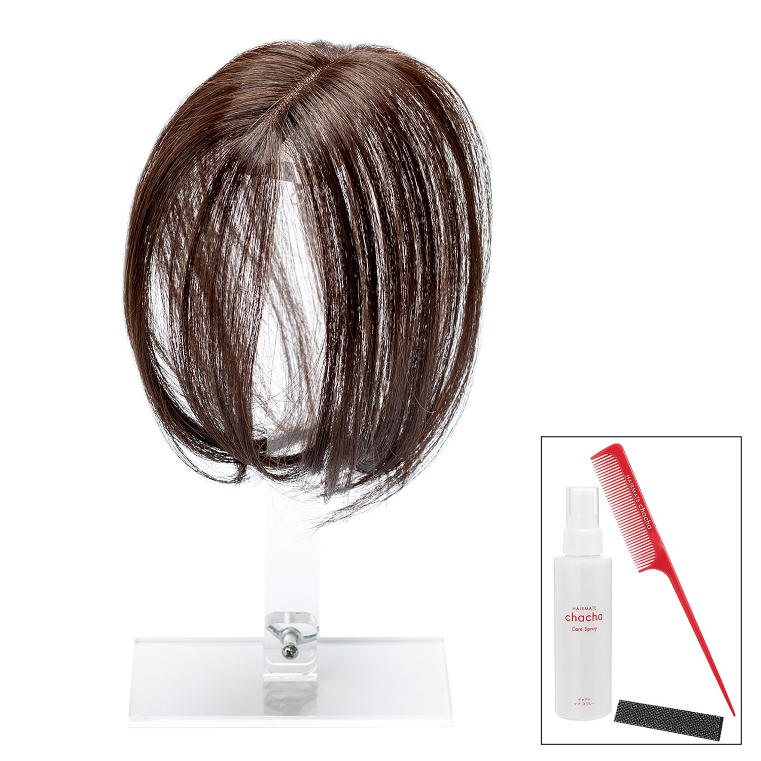 ぺスカ ビューティーサロン発 クリップ不要！白髪特化型 簡単キレイボリューム演出 ポイントウィッグ “チャチャ”＜ロング＞ ケアスプレー＆ コーム付きセット