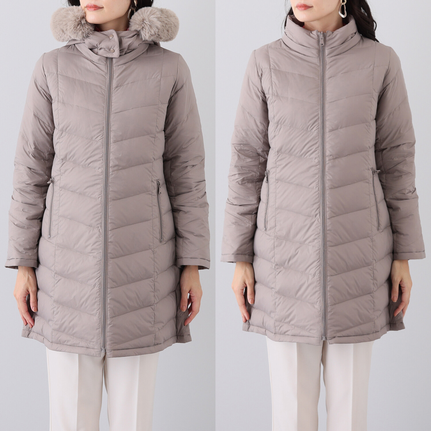 メルヴェイユ　ヴァント エコファー付 軽量リバーシブル フードダウンコート