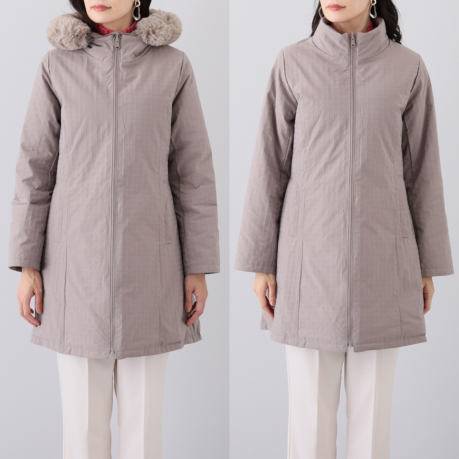 メルヴェイユ　ヴァント エコファー付 軽量リバーシブル フードダウンコート