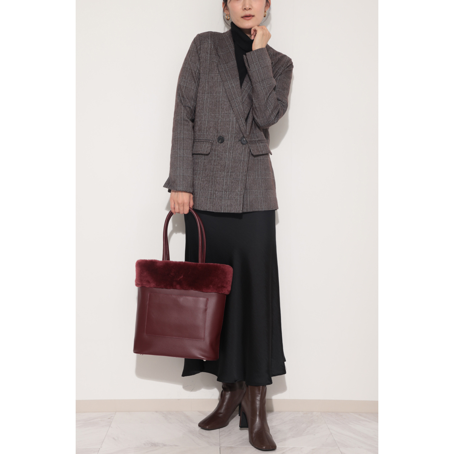 オリタタ 牛革×ムートン トートバッグ