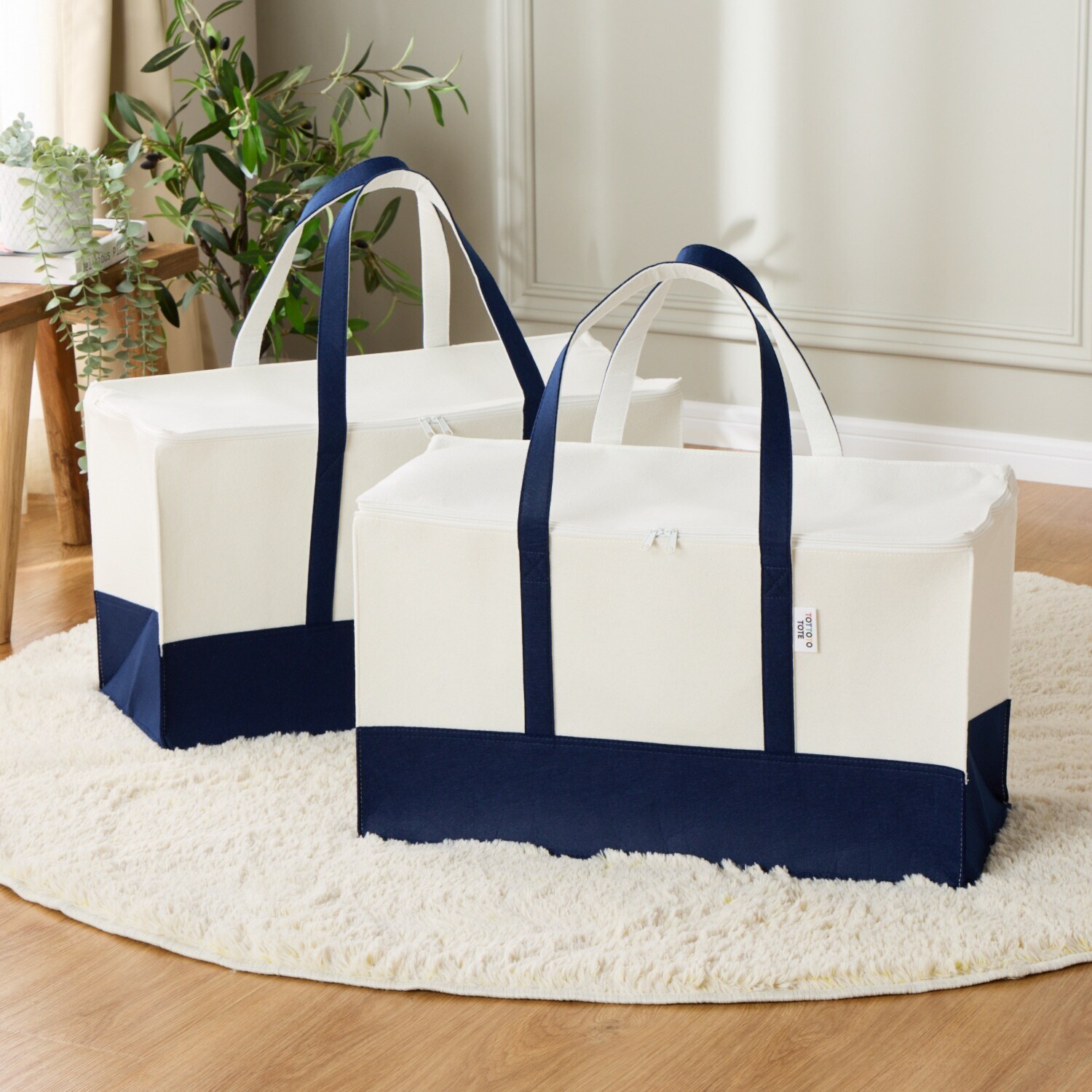 おしゃれなデザインで 便利に収納 トートデザイン収納ケース ＜バッグタイプ２個組＞